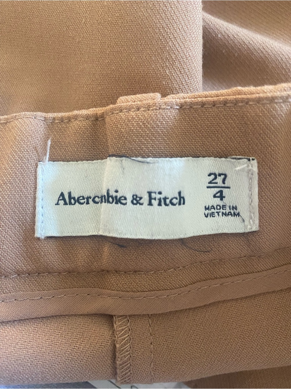 ABERCROMBIE & FITCH Sloane Tailored Wide-Leg High-Rise Trousers Pants in Tan - Picture 7 of 7